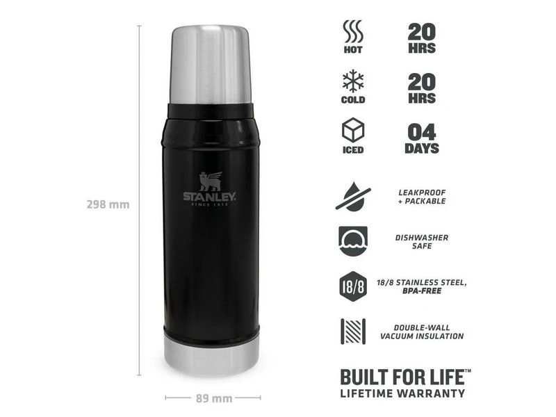Stanley The Legendary Classic Bottle 0,75 Ltr Matte Black 3 Stanley The Legendary Classic Bottle 0,75 Ltr Matte Black - Afbeelding 3