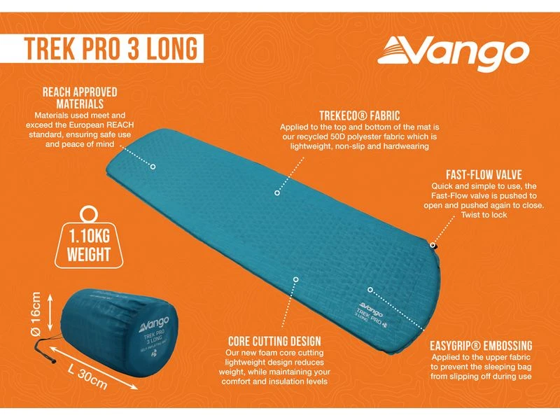 Vango Zelfopblaasbaar Matras Trek Pro 3 Long 7 Vango Zelfopblaasbaar Matras Trek Pro 3 Long - Afbeelding 7