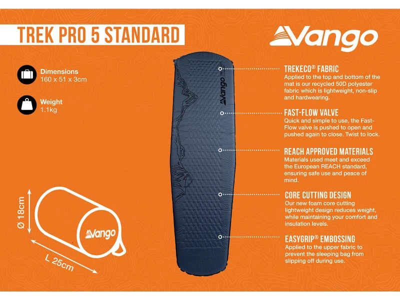 Vango Zelfopblaasbaar Matras Trek Pro 5 Standaard 7 Vango Zelfopblaasbaar Matras Trek Pro 5 Standaard - Afbeelding 7