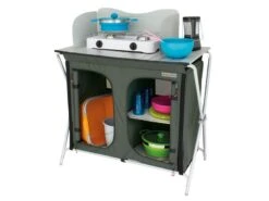 Eurotrail Kookeiland Mayet Vouwbaar + Windscherm Grijs-Zwart