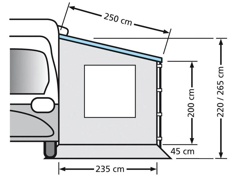 Eurotrail Zijwand Cassetteluifel Met Raam 220 2 Eurotrail Zijwand Cassetteluifel Met Raam 220 - Afbeelding 2