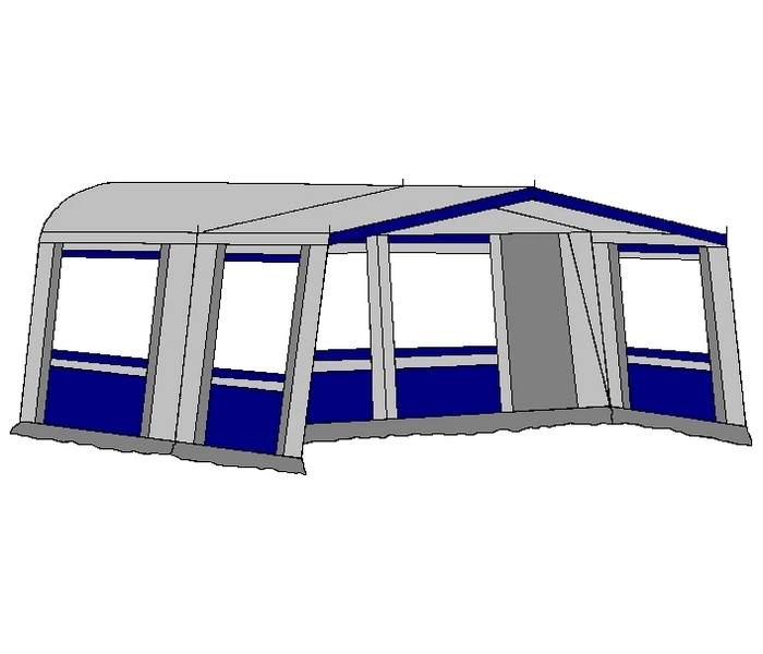 Hele Luifel Voor Voortent Aanritsbaar De Vaart Lux Serie Blauw. 1 Hele Luifel Voor Voortent Aanritsbaar De Vaart Lux Serie Blauw.